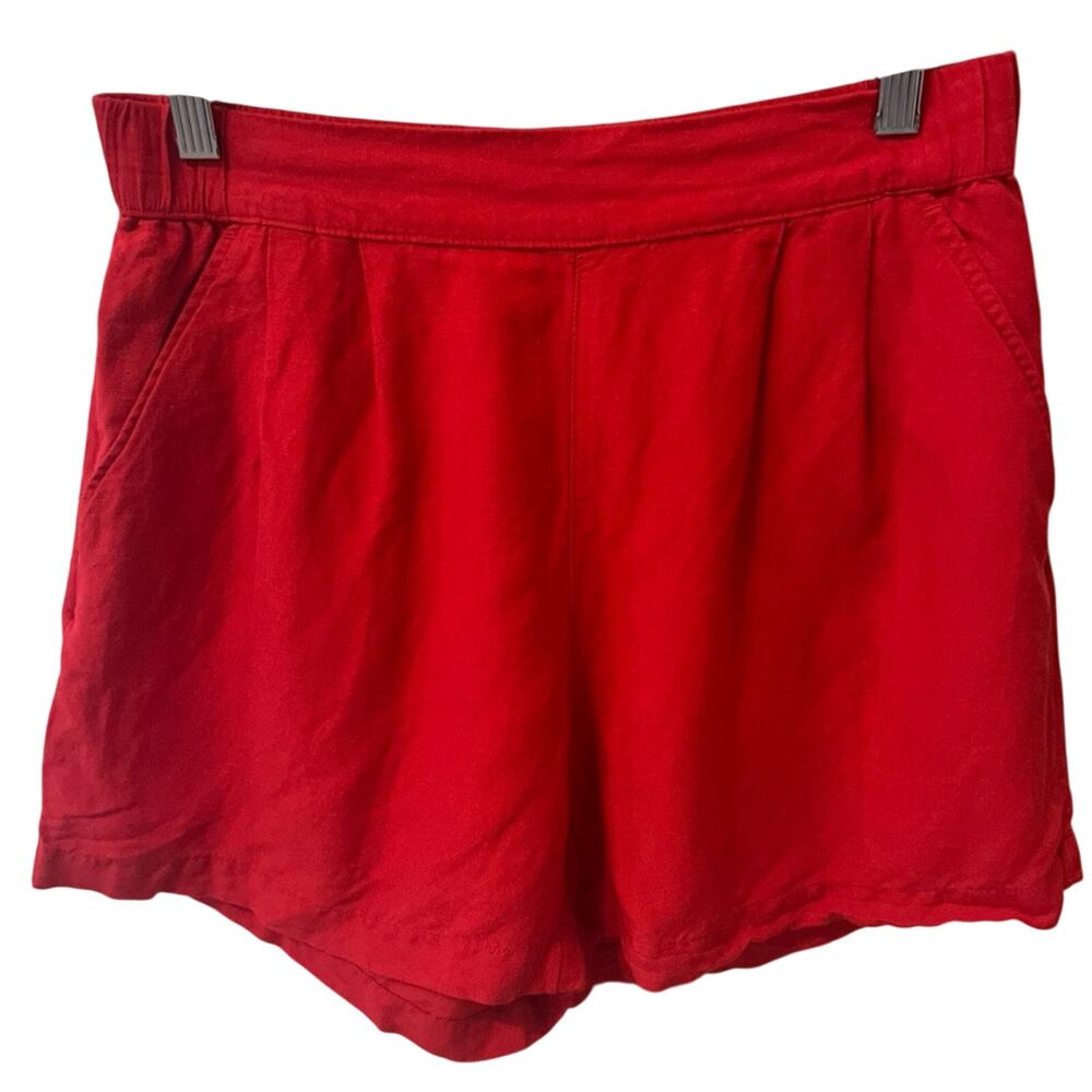 Linen Blend Shorts Women's Red Shorts Size Small Summer A New Day Preppy Classic